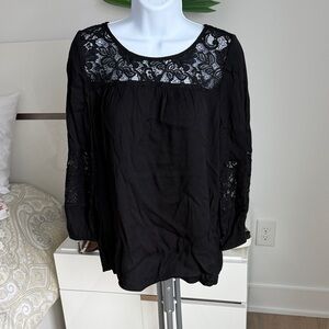 Joie Black Lace Detail Blouse